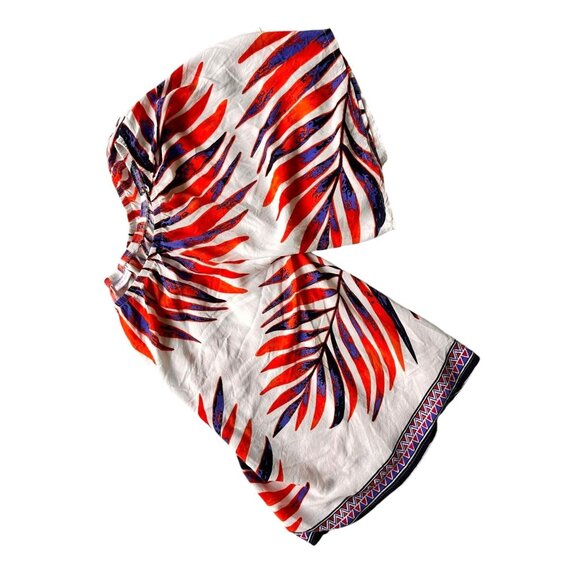 Lascada On Off Shoulder Top Size 12 14  White Festive Leaves Boho Hippie… - Picture 8 of 12